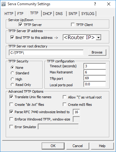 Serva Community Settings_TFTP