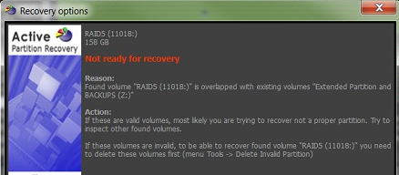 Partition is not ready for recovery due to different reasons