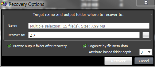 Recovery Dialog Options